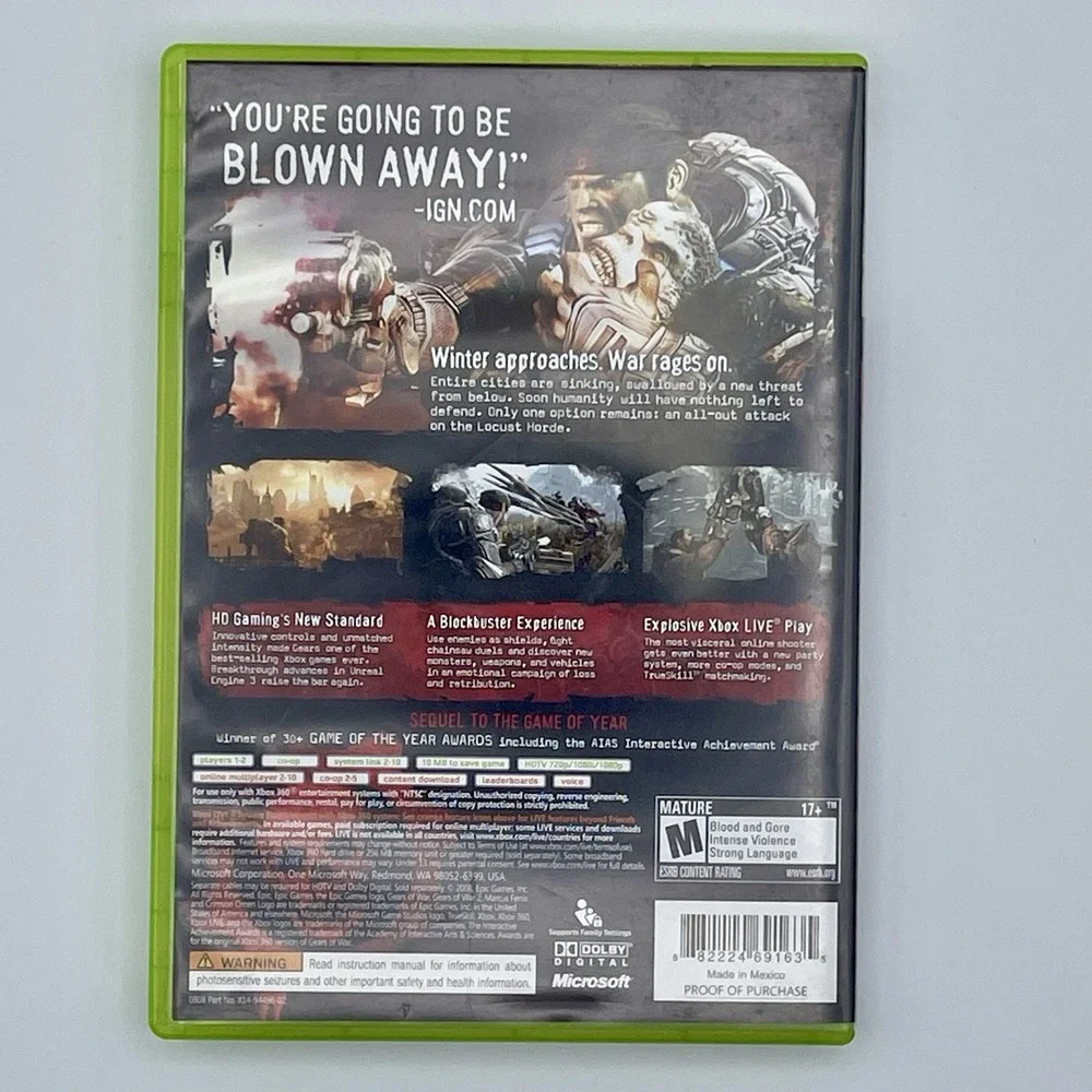 Gears of War 2 Microsoft Xbox 360 Includes Original Case Booklet and disc